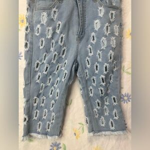 Purple Candy Medium Distressed Light Blue Women's Jeans NWT